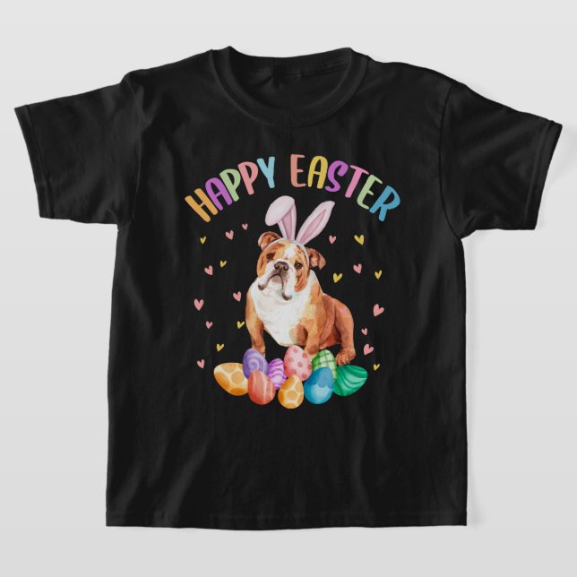 Camiseta Divertido Bulldog inglés de Pascua Feliz Bunny Pet (Distribución)