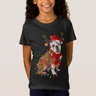 Camiseta Divertido Bulldog inglés Perro Árbol Navidades Luc