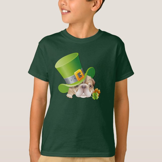 Camiseta Divertido Bulldog Leprechaun San Patricio (Anverso)