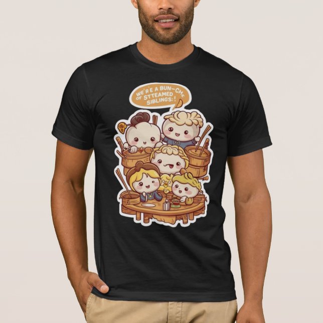 Camiseta Divertido 'Bun-ch of Steamed Siblings' | Dim Sum (Anverso)