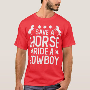 Camiseta Divertido caballo montando Chiste adulto salva un