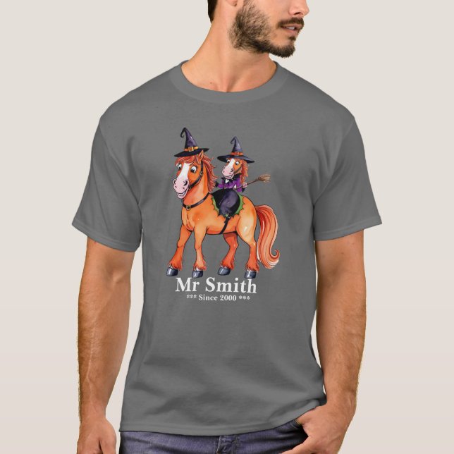Camiseta Divertido caballo Pareja de Brujas T-Shirt Tri-Ble (Anverso)