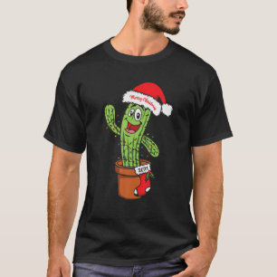 Camiseta Divertido Cactus Árbol de Navidad enciende Santa H