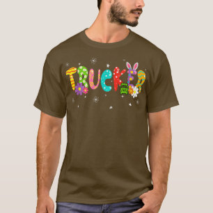 Camiseta Divertido Camionero Conejo Conejo Floral Día de Pa