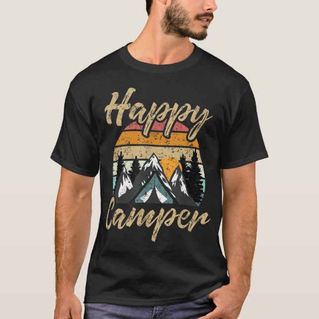 Camiseta Divertido Camping Senderismo Lover Presenta Feliz  (Anverso)