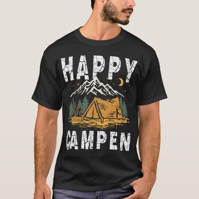 Camiseta Divertido Camping Senderismo Lover Presenta Feliz  (Anverso)