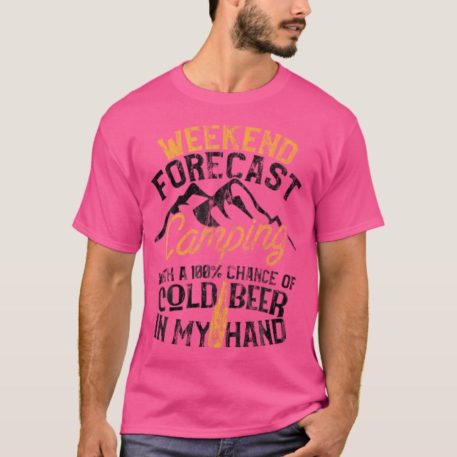 Camiseta Divertido Camping Weekend Forecast 100 Cerveza de  (Anverso)
