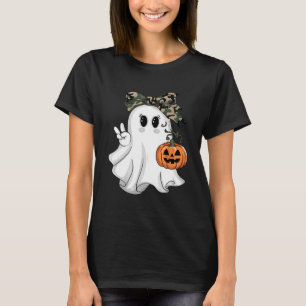 Camiseta Divertido camuflaje de Halloween Camo Ghost Hello