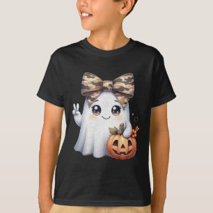 Camiseta Divertido camuflaje de Halloween Camo Ghost Hello 