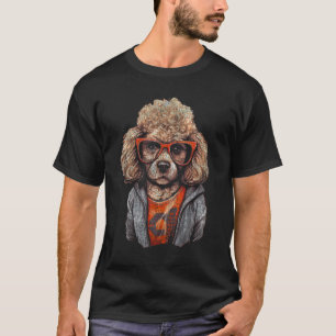 Camiseta Divertido caniche con gafas nerviosas