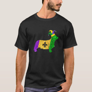 Camiseta Divertido Carnaval de Mardi Gras de Corgi Lindo Am