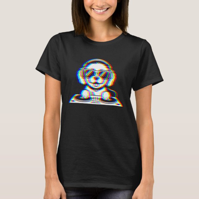 Camiseta Divertido Cavapoo DJ Glitch Rave EDM Fiesta Musica (Anverso)