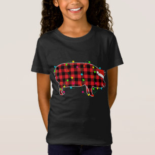 Camiseta Divertido Cerdo Árbol De Navidad Rojo Pájaros De N