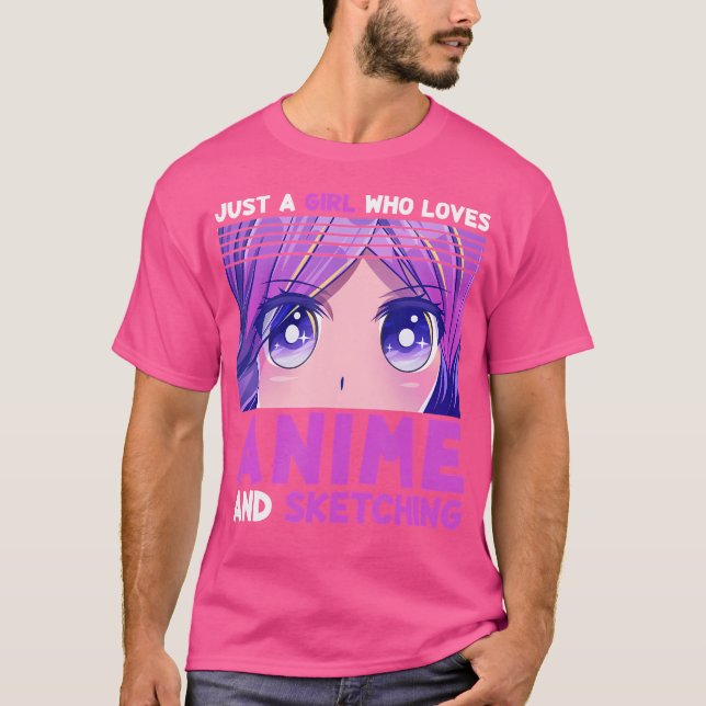 Camiseta Divertido Chica De Anime Sólo Un Chica Que Ama A A (Anverso)