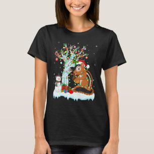 Camiseta Divertido Chipmunk Xmas Tree Light Santa Chipmunk 