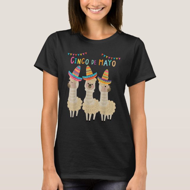 Camiseta Divertido Cincos De Mayos Llama No probLlama Mexic (Anverso)