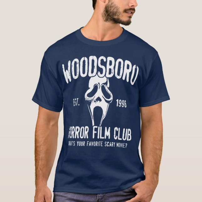 Camiseta Divertido Club de Cine de Horror Woodsboro (Anverso)