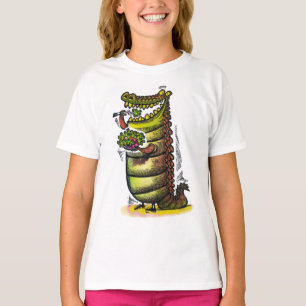Camiseta Divertido cocodrilo comiendo una ensalada.