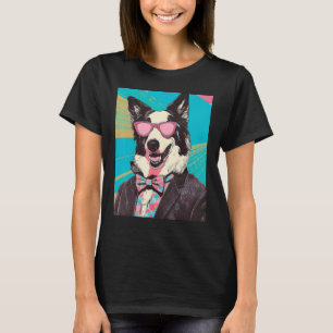 Camiseta Divertido Collie Fronterizo Usando Gafas De Sol Pa