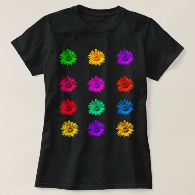 Camiseta Divertido colorido Groovy Funky Guay Elegante Flor (Diseño del anverso)