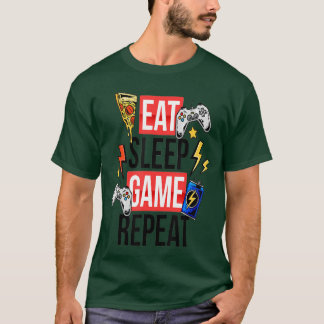 Camiseta Divertido Come Duerme Juego Repite para Amantes de