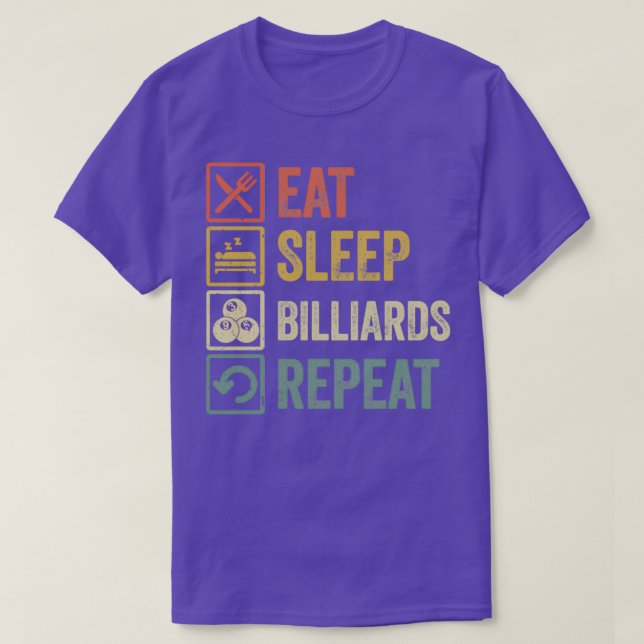 Camiseta Divertido comer dormir billar repetir gif retro vi (Diseño del anverso)