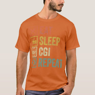 Camiseta Divertido comer dormir cgi repetir regalo retro vi