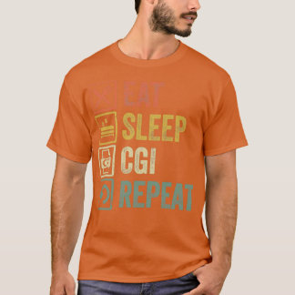 Camiseta Divertido comer dormir cgi repetir regalo retro vi