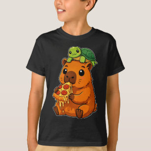 Camiseta Divertido Conejillo de Indias Lindo Comiendo Pizza