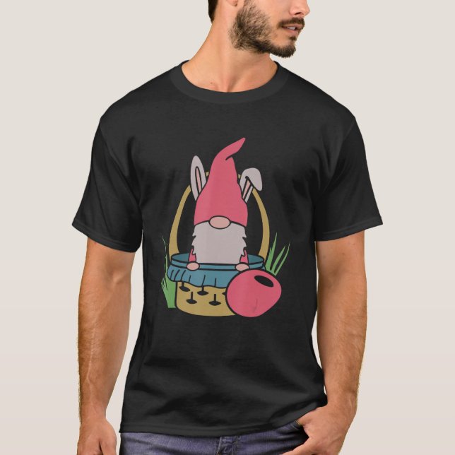 Camiseta Divertido conejito de Pascua con cesta de huevos (Anverso)