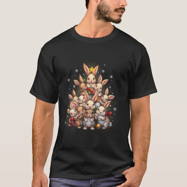 Camiseta Divertido conejo conejo conejo árbol de navidad na (Anverso)