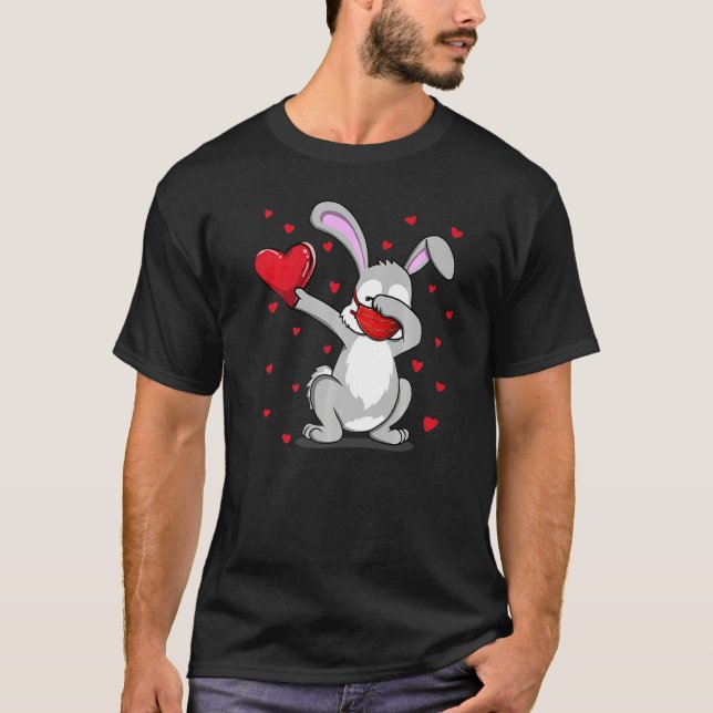 Camiseta Divertido Conejo Dabbing Face Mask Dab Dance Valen (Anverso)