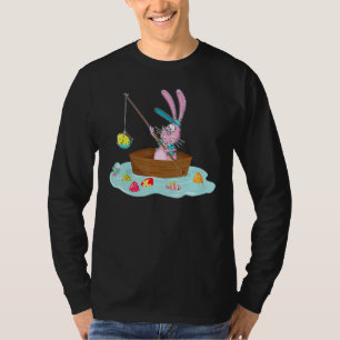 Camiseta Divertido conejo de Pascua pescando huevos cazando