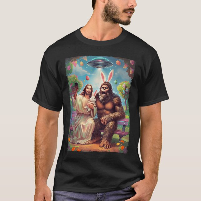 Camiseta Divertido conejo de pie grande Semana Santa Jesús  (Anverso)