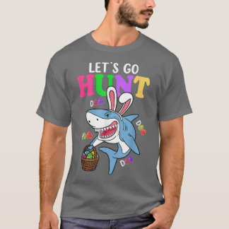 Camiseta Divertido conejo de tiburones deja ir el diseño de