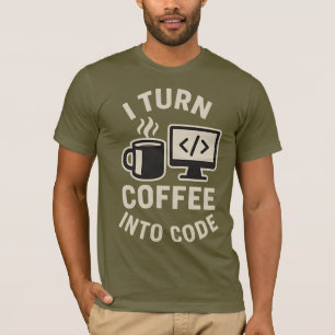 Camiseta Divertido Convierto Café En Código