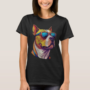 Camiseta Divertido Cool American Pit Bull Terrier con gafas