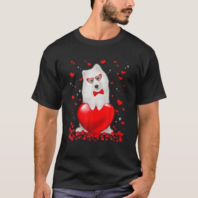 Camiseta Divertido corazón de perro samoyed Valentine Dog L (Anverso)