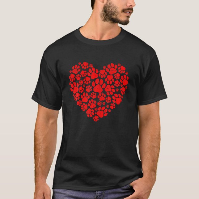Camiseta Divertido Corazón Perro Paw Parejas Coincidentes V (Anverso)