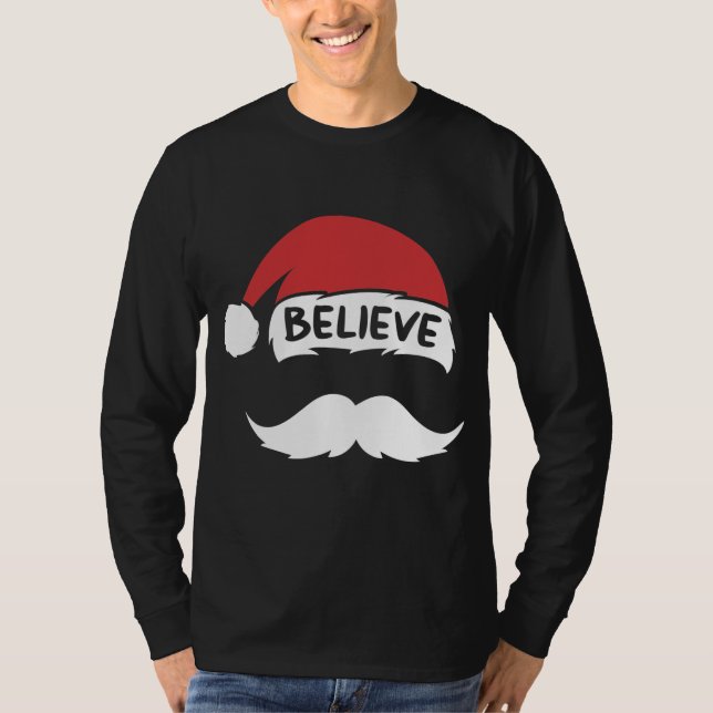 Camiseta Divertido cree Santa Hat White Mustache Kids (Anverso)