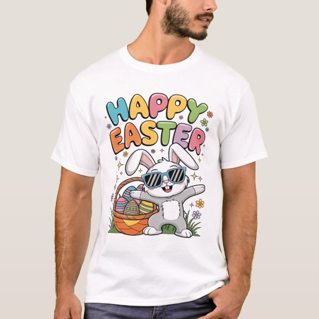 Camiseta Divertido Dabbing Bunny Easter Feliz Pascua (Anverso)
