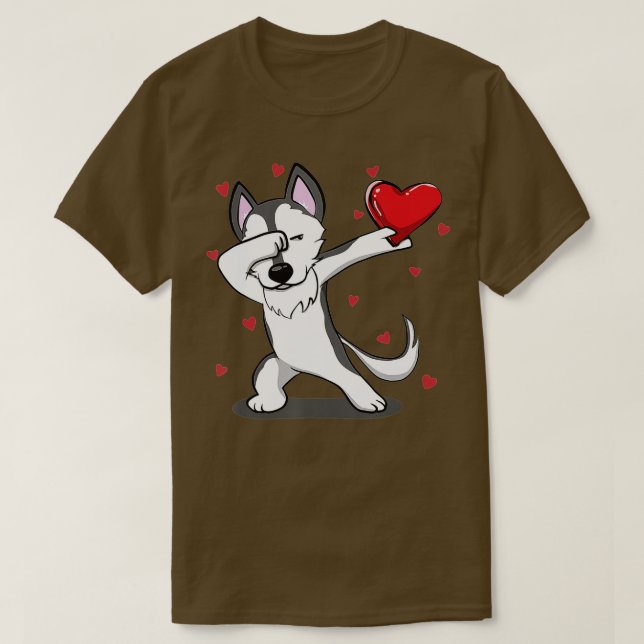 Camiseta Divertido Dabbing Husky El día de San Valentín reg (Diseño del anverso)