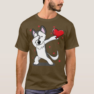 Camiseta Divertido Dabbing Husky El día de San Valentín reg