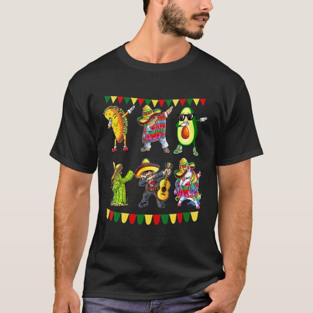 Camiseta Divertido dabbing mexicano Poncho Cinco De Mayo Ta (Anverso)