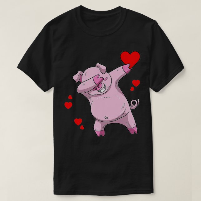 Camiseta Divertido Dabbing Pig Heart-El día de San Valentín (Diseño del anverso)