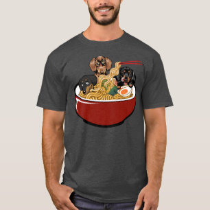 Camiseta Divertido Dachshund Japonés Ramen Gracioso Perro W