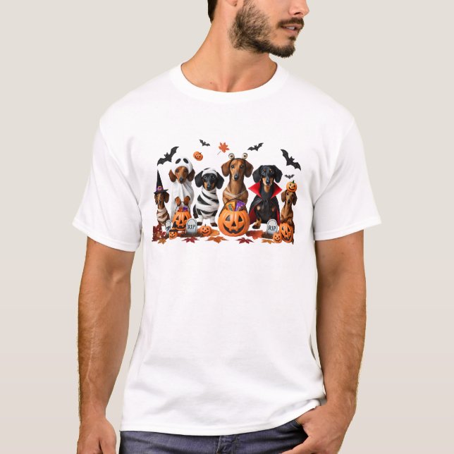 Camiseta Divertido Dachshunds Perro de Halloween Lover (Anverso)