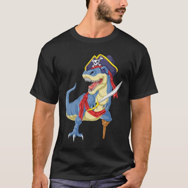 Camiseta divertido de los dinosaurios piratas (Anverso)