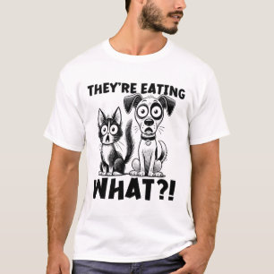 Camiseta Divertido debate de 2024 Mascotas perro gato come