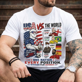 Camiseta Divertido Debate de Fútbol, EE. UU. vs El Mundo